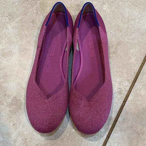 Rothy's The Flat In Bloom Metallic Purple Ballet Shoe 10 slip on flats - Picture 2 of 8